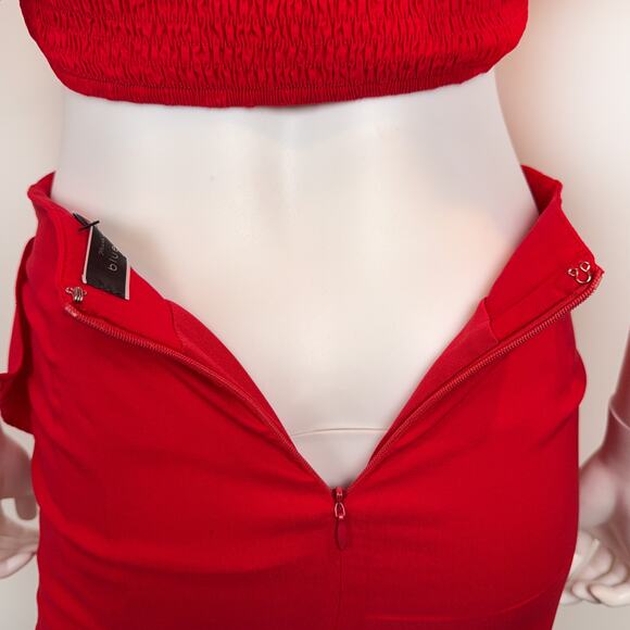 NWT VICI "Jet Set" Smocked Crop Top & Ruffle Mini Skirt (Cherry | Size S) - Picture 7 of 11